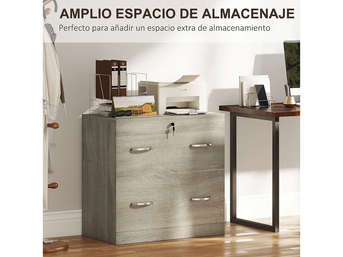 Cajonera de oficina Essence Vinsetto 2 cajones con cerradura natural 72x77x42 cm