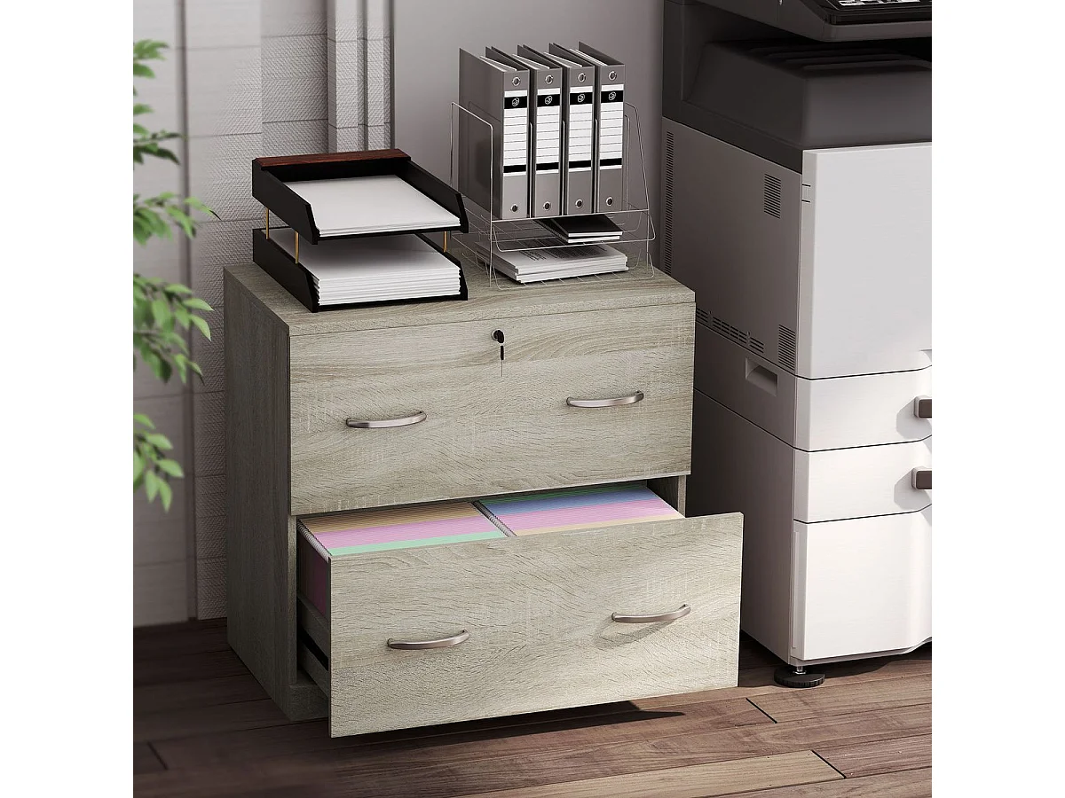 Cajonera de oficina Essence Vinsetto 2 cajones con cerradura natural 72x77x42 cm