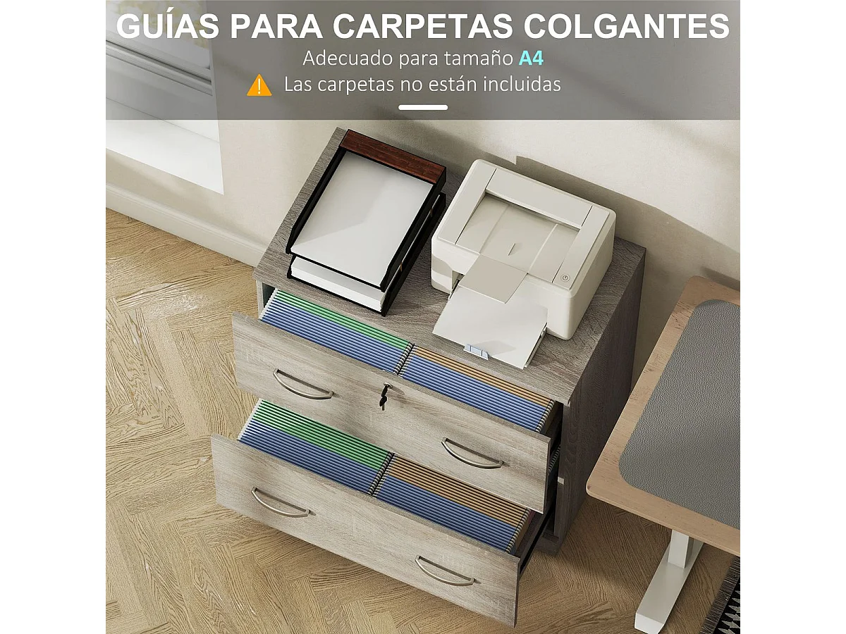 Cajonera de oficina Essence Vinsetto 2 cajones con cerradura natural 72x77x42 cm