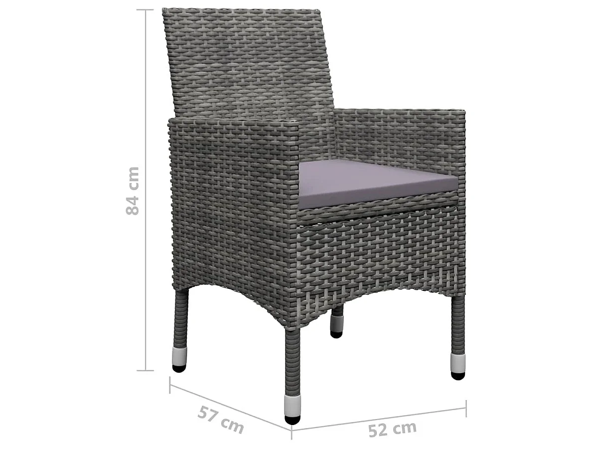 Conjunto de jardín 1 mesa+6 sillones con cojines gris