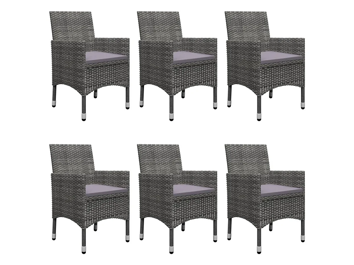 Conjunto de jardín 1 mesa+6 sillones con cojines gris