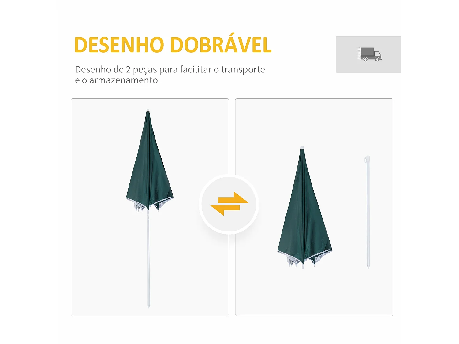 Sombrilla York Outsunny panel lateral + bolsas de arena + estacas verde Ø220 cm