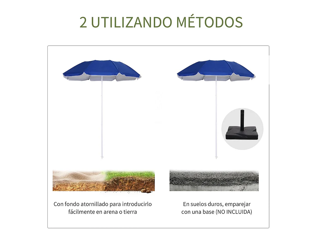 Sombrilla Tornado Outsunny ángulo inclinable azul Ø160x205 cm