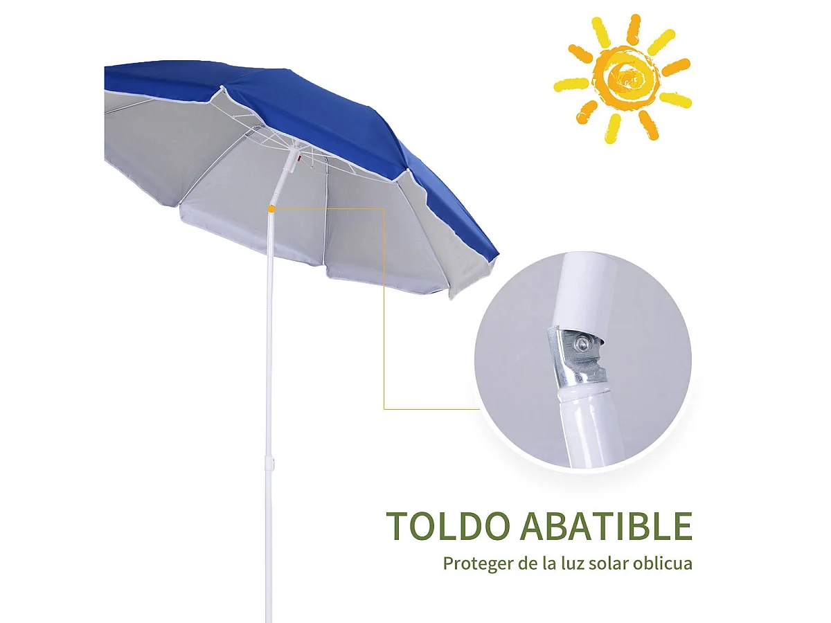 Sombrilla Tornado Outsunny ángulo inclinable azul Ø160x205 cm