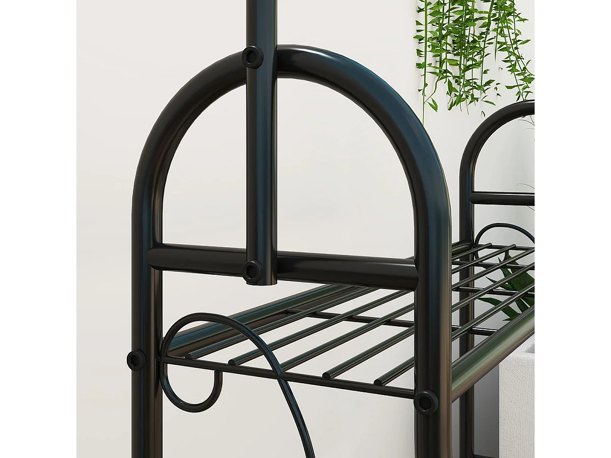 Estantería para plantas Trigo Outsunny 3 niveles con 3 ganchos negro 137x75x25 cm