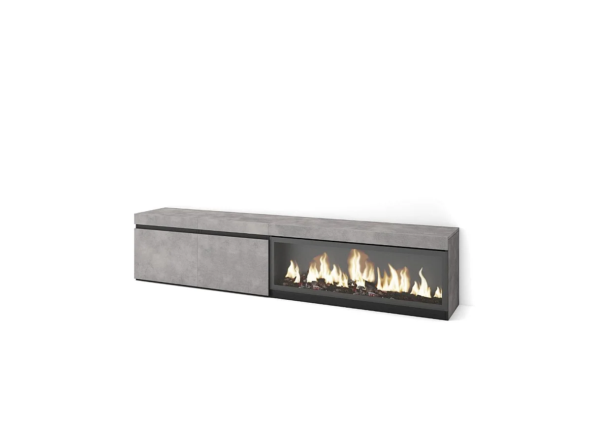 Mueble de TV Kroma armario doble con chimenea derecha gris 45x208,2x34,6 cm