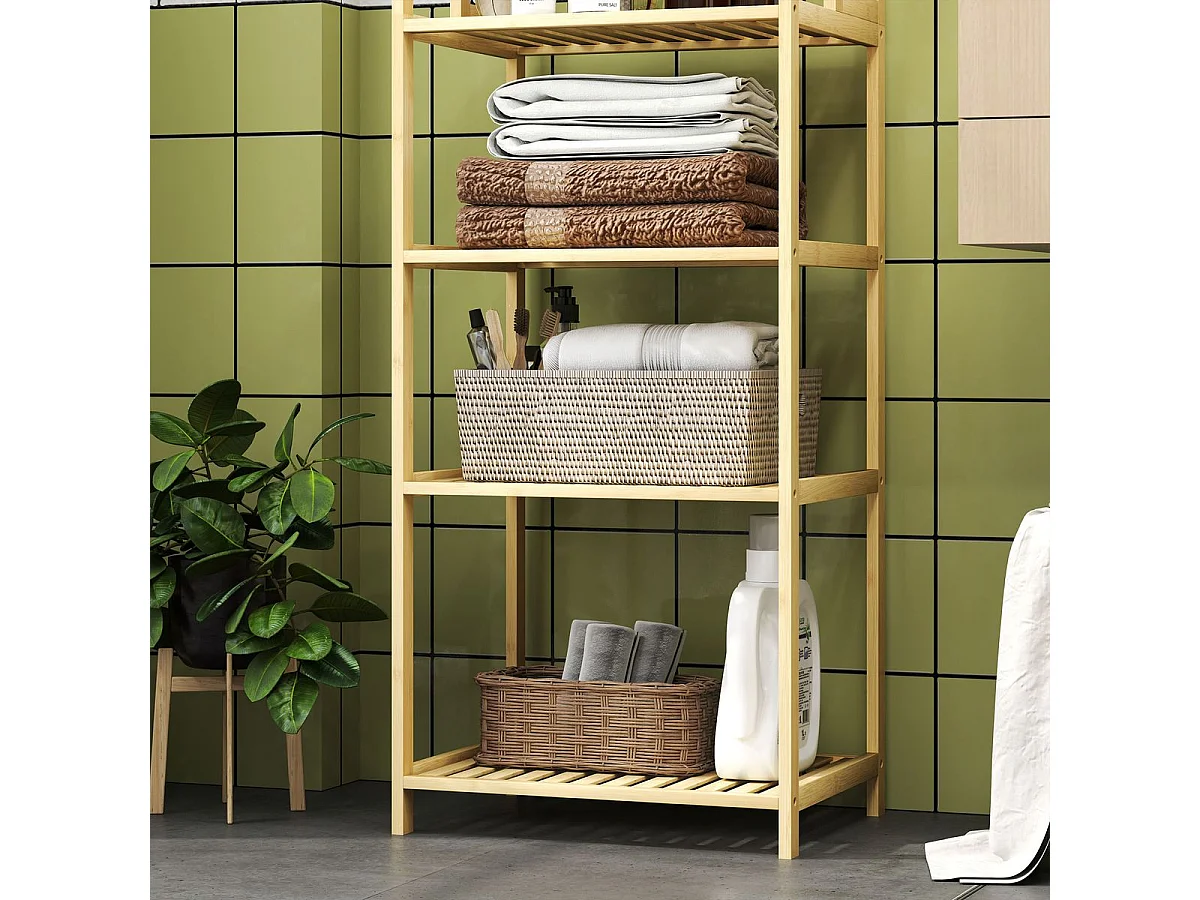Estantería Serenique Homcom 7 niveles natural 180x44x33 cm