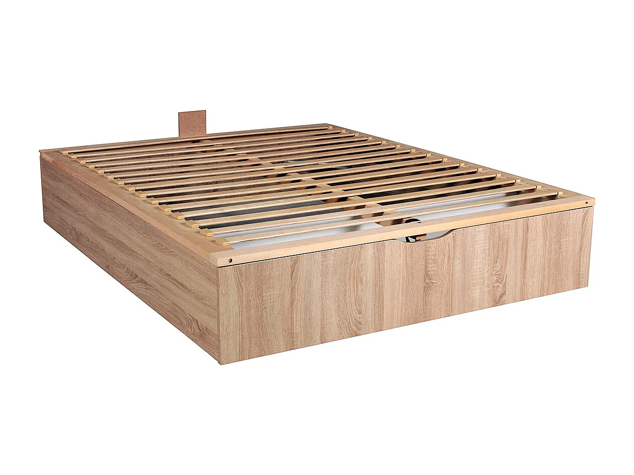 Sommier coffre 140 x 190 cm avec rangement - Naturel clair - SALITA de YSMÉE