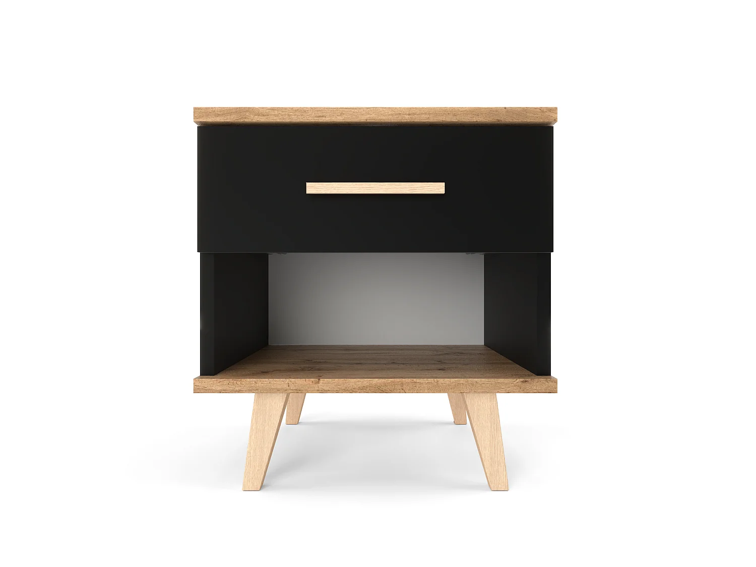 Szafka Nocna StIVMEBLE 1 SZUFLADA 40.2x36x43.6 Czarna Dąb Wotan Stolik Loft Do Sypialni