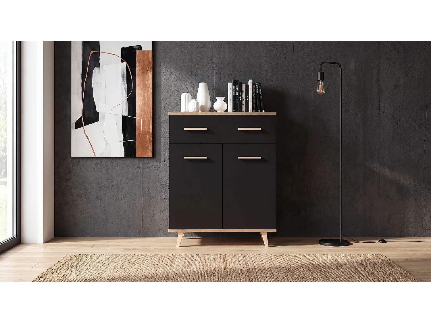 Komoda STIVMEBLE 73.4x36.x95.2 CM 1 Szuflada Nowoczesna Szafka Loft Do Salonu Sypialni