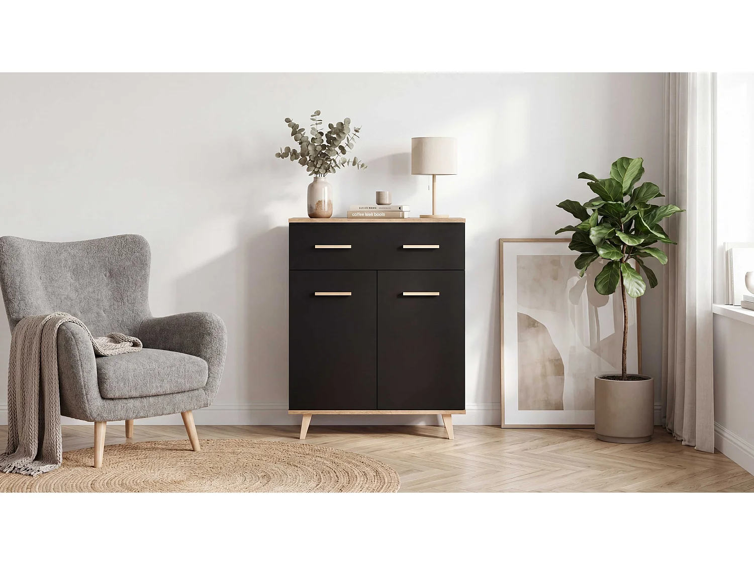 Komoda STIVMEBLE 73.4x36.x95.2 CM 1 Szuflada Nowoczesna Szafka Loft Do Salonu Sypialni