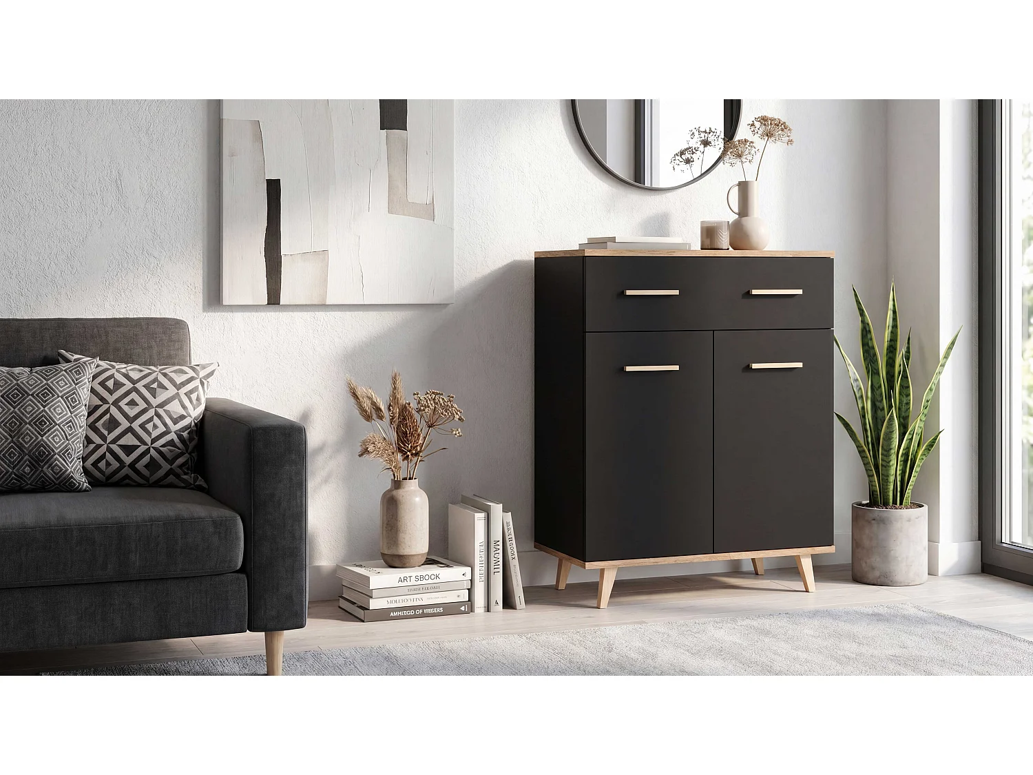 Komoda STIVMEBLE 73.4x36.x95.2 CM 1 Szuflada Nowoczesna Szafka Loft Do Salonu Sypialni
