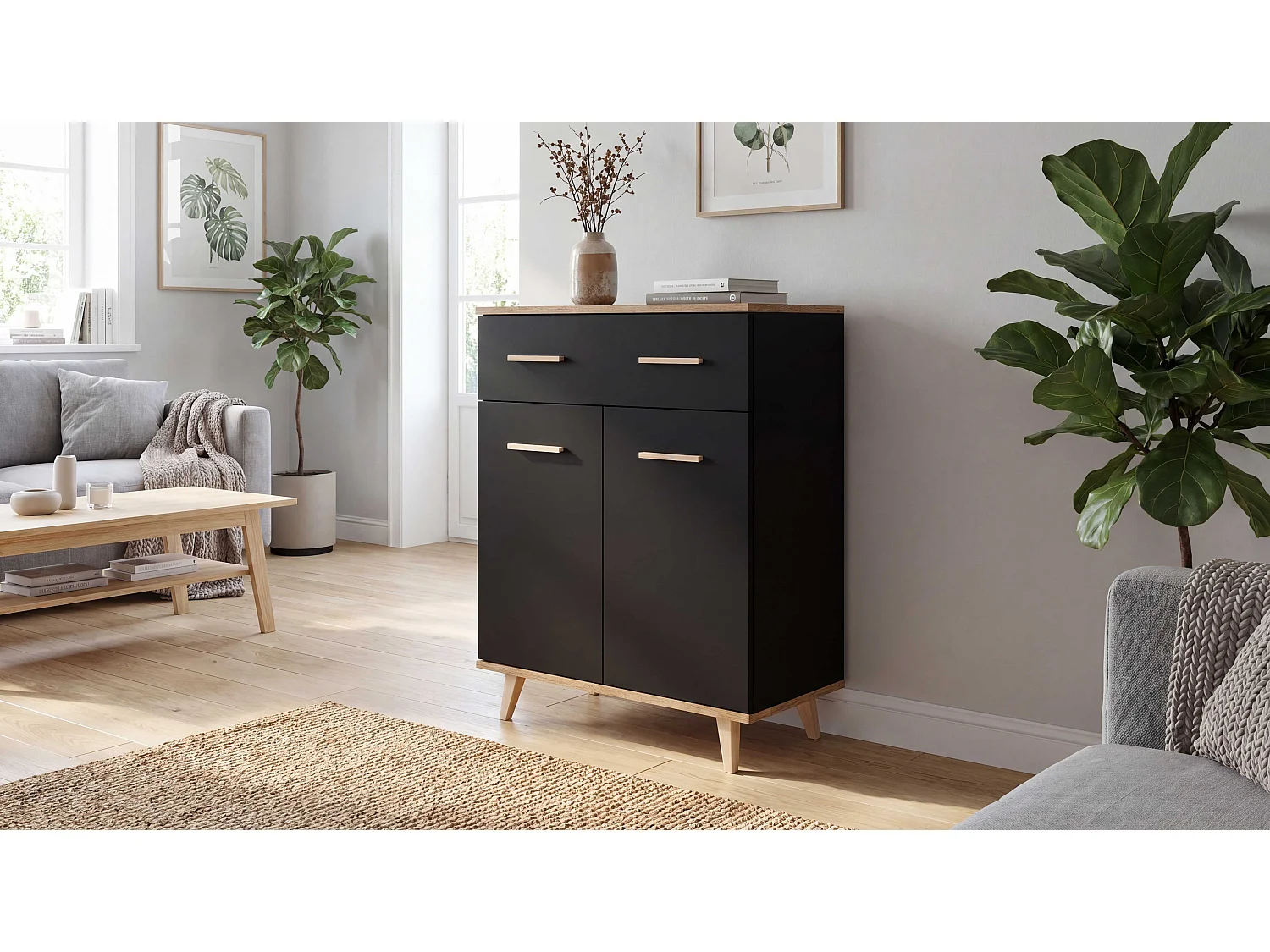 Komoda STIVMEBLE 73.4x36.x95.2 CM 1 Szuflada Nowoczesna Szafka Loft Do Salonu Sypialni