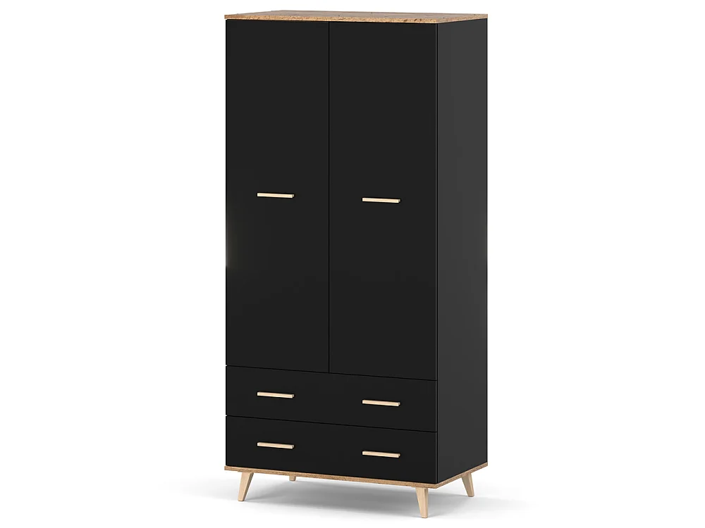 Szafa Loft STIVMEBLE 90x54x192 CM Czarna Dąb Wotan Garderoba Na Ubrania Do Sypialni Przedpokoju