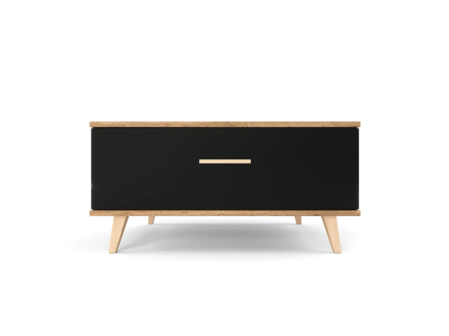 Stolik Kawowy Loft STIVMEBLE 80x58x40 CM Prostokątny Czarny Dąb Wotan Ława do Salonu Z Półką
