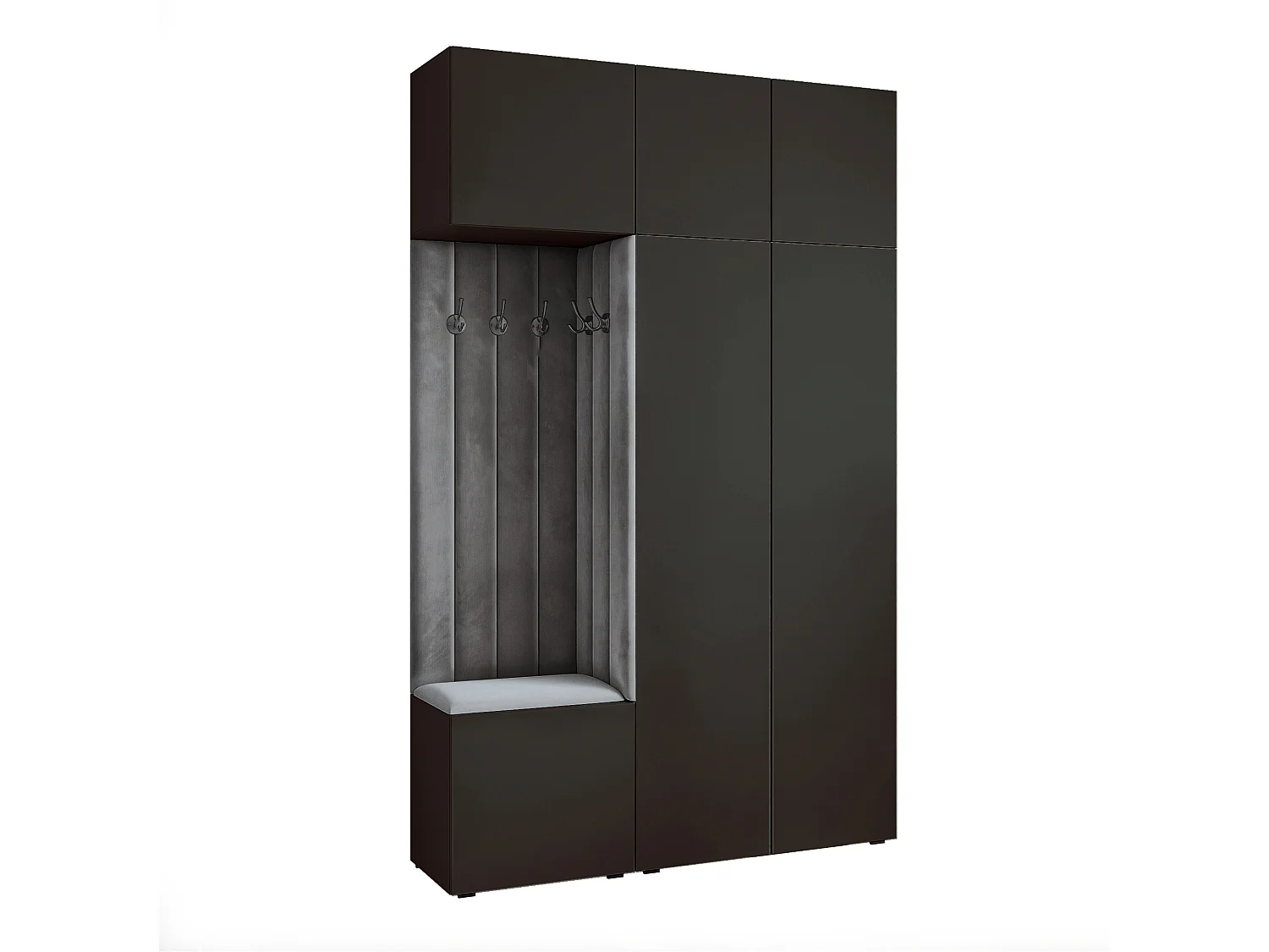 Garderobe Aria V7 Schwarz Gepolstert  Samt Graphit Kleiderhaken und Regalen