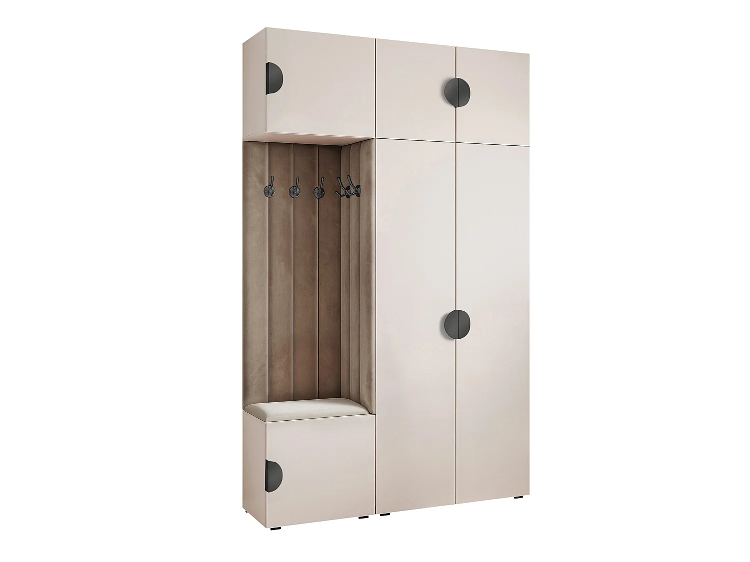 Garderobe Aria V7 Kaschmir Gepolstert Samt Taupe Kleiderhaken und Regalen