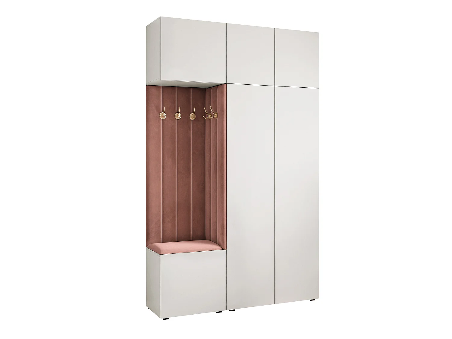 Vestiaire Aria V7 Blanc Velours Rembourré Rouille Patères et Étagères