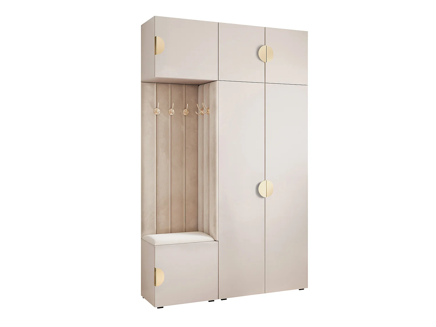 Garderobe Aria V7 Kaschmir Gepolstert Samt Kaschmir Kleiderhaken und Regalen