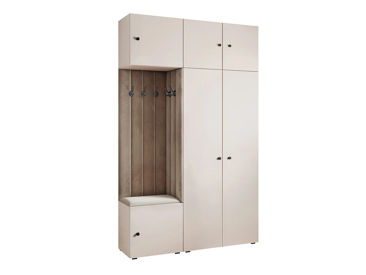 Garderobe Aria V7 Kaschmir Gepolstert Samt Taupe Kleiderhaken und Regalen