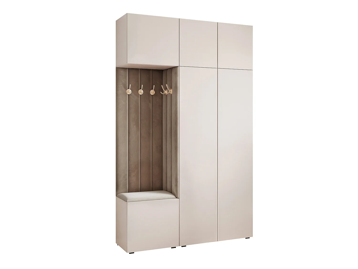 Vestiaire Aria V7 Cachemire Velours Rembourré Taupe Patères et Étagères