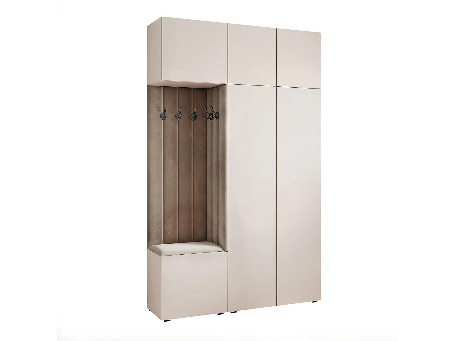 Garderobe Aria V7 Kaschmir Gepolstert Samt Taupe Kleiderhaken und Regalen