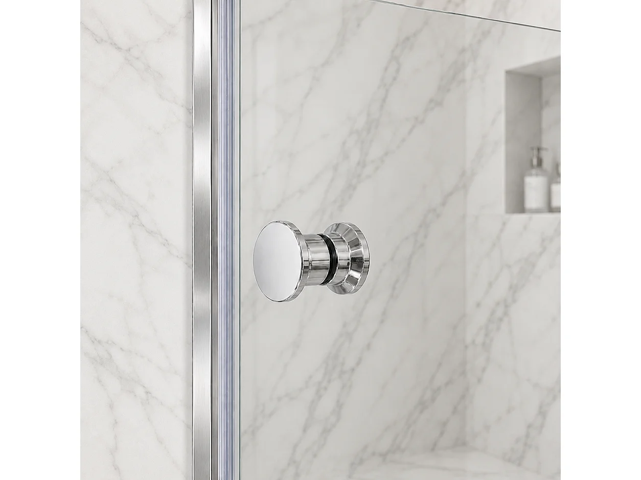 Onbath's Paroi de douche 100+70 cm avec volet pivotant en verre transparent anticalcaire profilés chromés