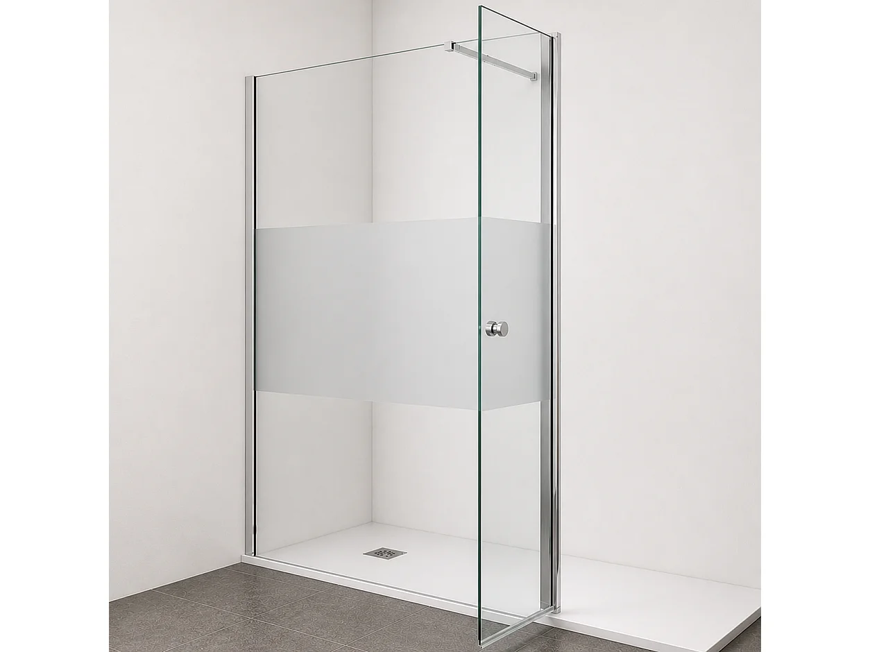 Onbath's Paroi de douche 70+40 cm avec déflecteur en verre transparent à bande dépolie - profilés chromés