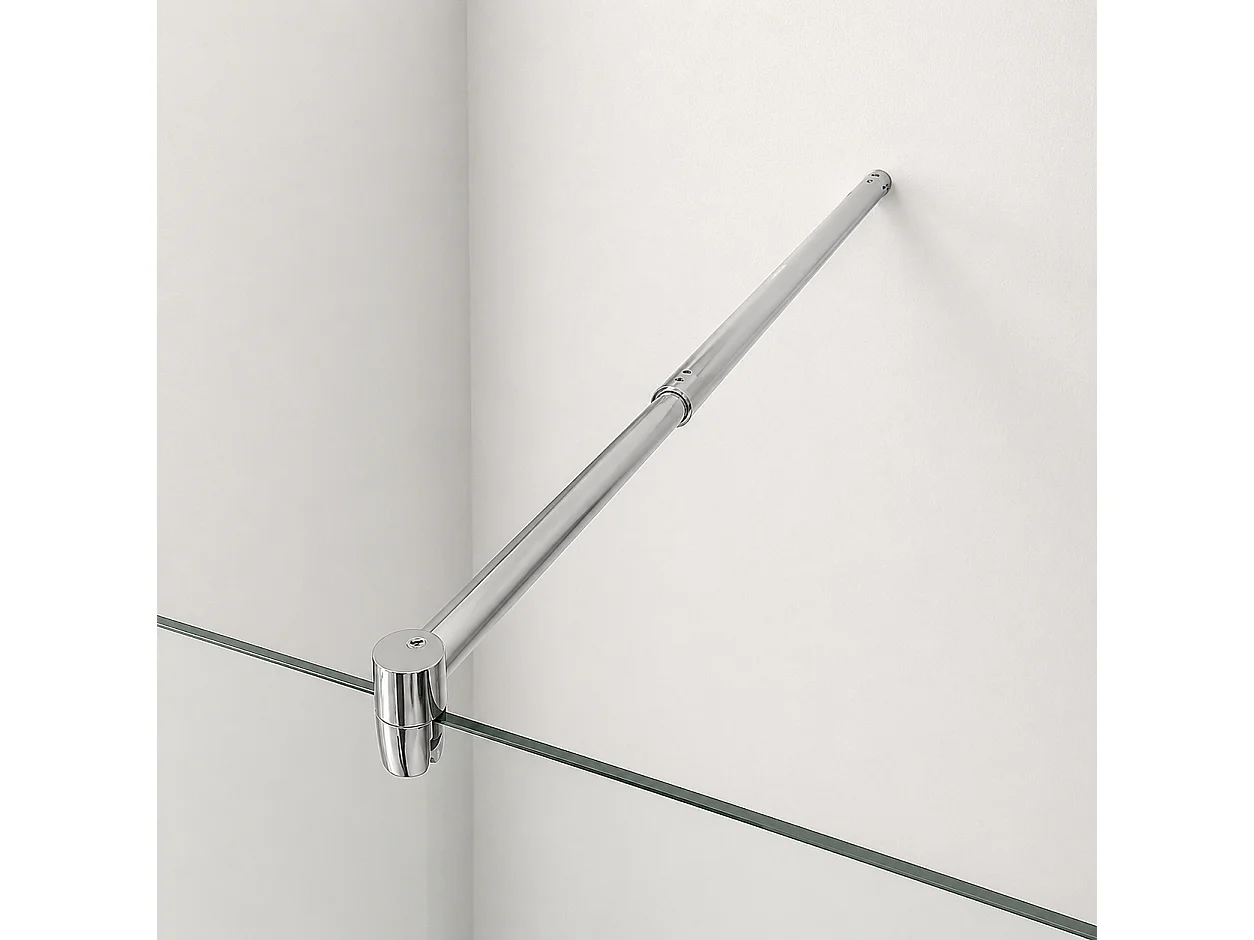 Onbath's Paroi de douche fixe 100x195 en verre anticalcaire 6mm avec bande centrale givrée - Accessoires en chromé