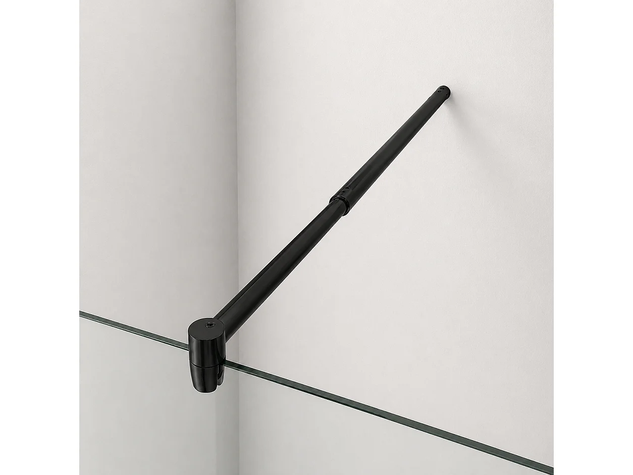 Onbath's Paroi de douche 90+40 retour pivotant cranté verre EASY CLEAN à bande sablée - accessoires noir mat
