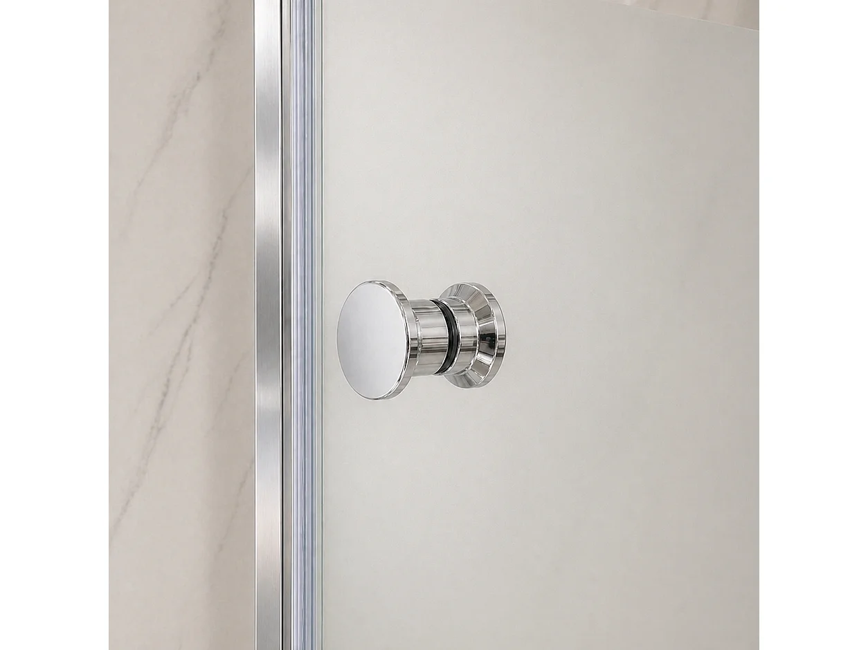 Onbath's Paroi de douche 100+70 cm avec déflecteur en verre transparent à bande dépolie - profilés chromés