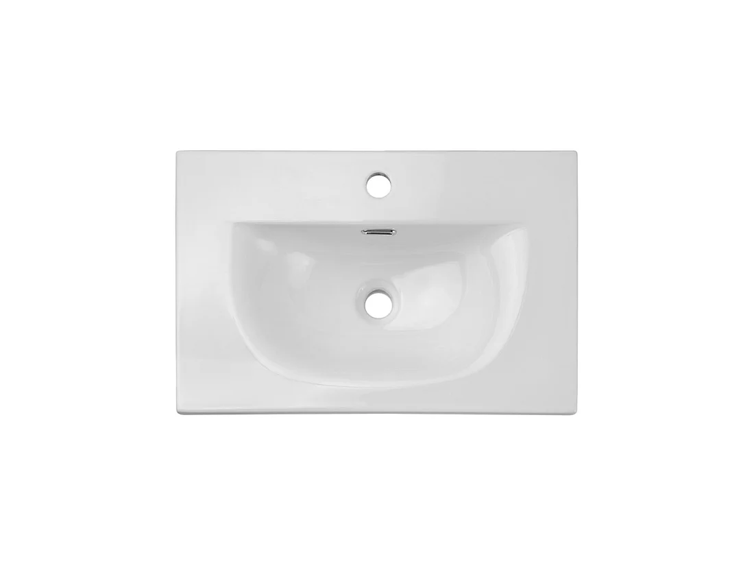 Wastafel om in te bouwen VELOA 60 cm in glanzend wit compact keramiek
