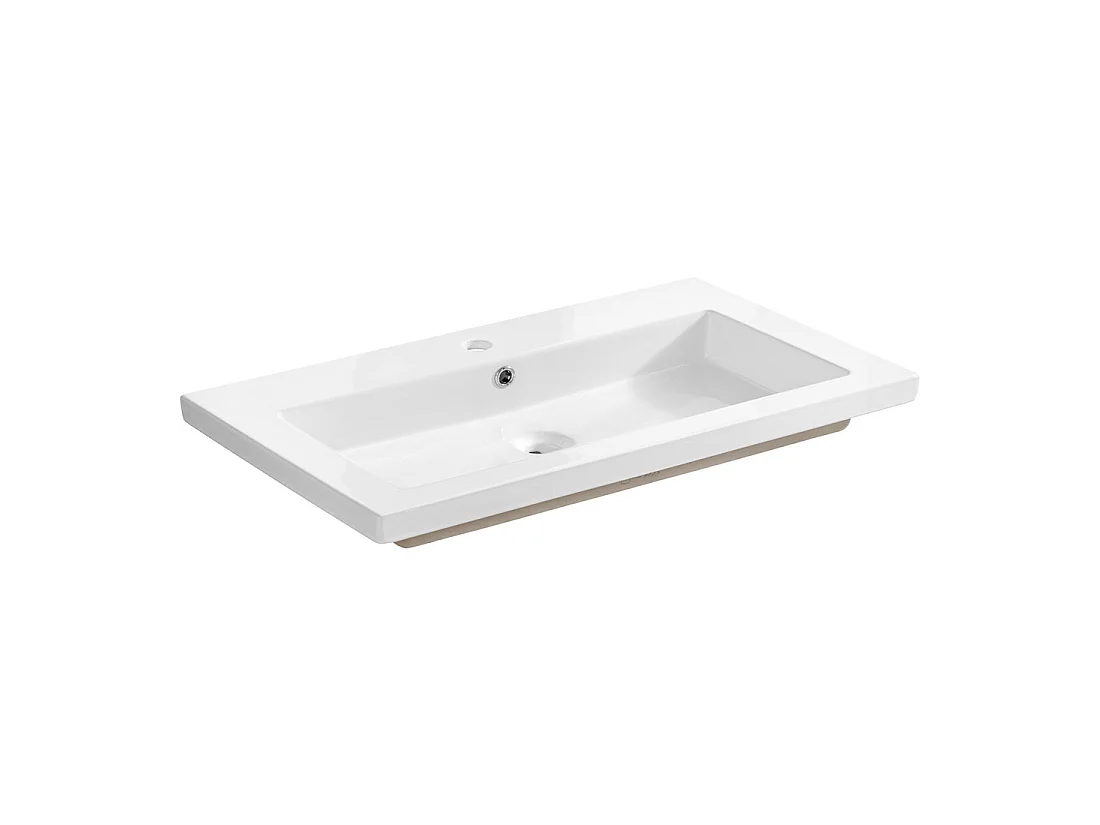 Lavabo para empotrar ELIO 80 cm cerámica blanco brillante diseño depurado