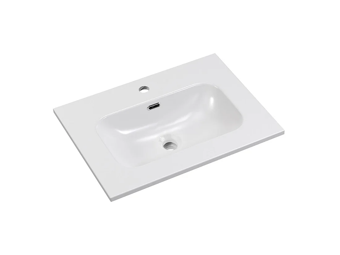 Lavabo da incasso LARGO 60 cm in ceramica bianca lucida