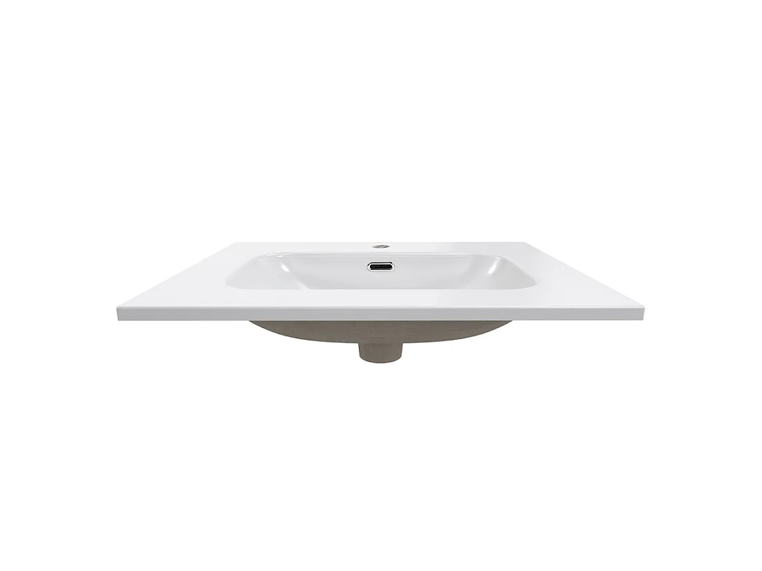 Lavabo da incasso LARGO 60 cm in ceramica bianca lucida