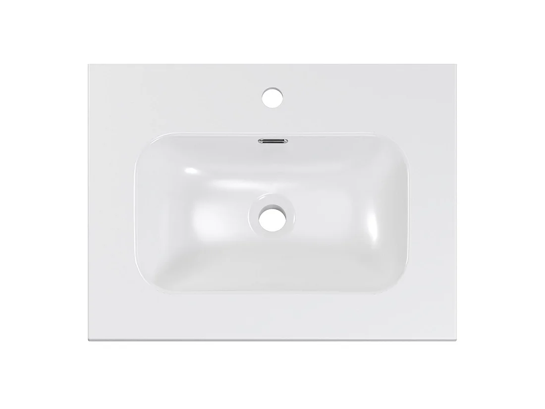 Lavabo da incasso LARGO 60 cm in ceramica bianca lucida