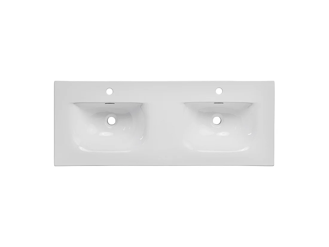 Doble lavabo VELOA 120 cm cubetas ovales cerámica blanco brillante