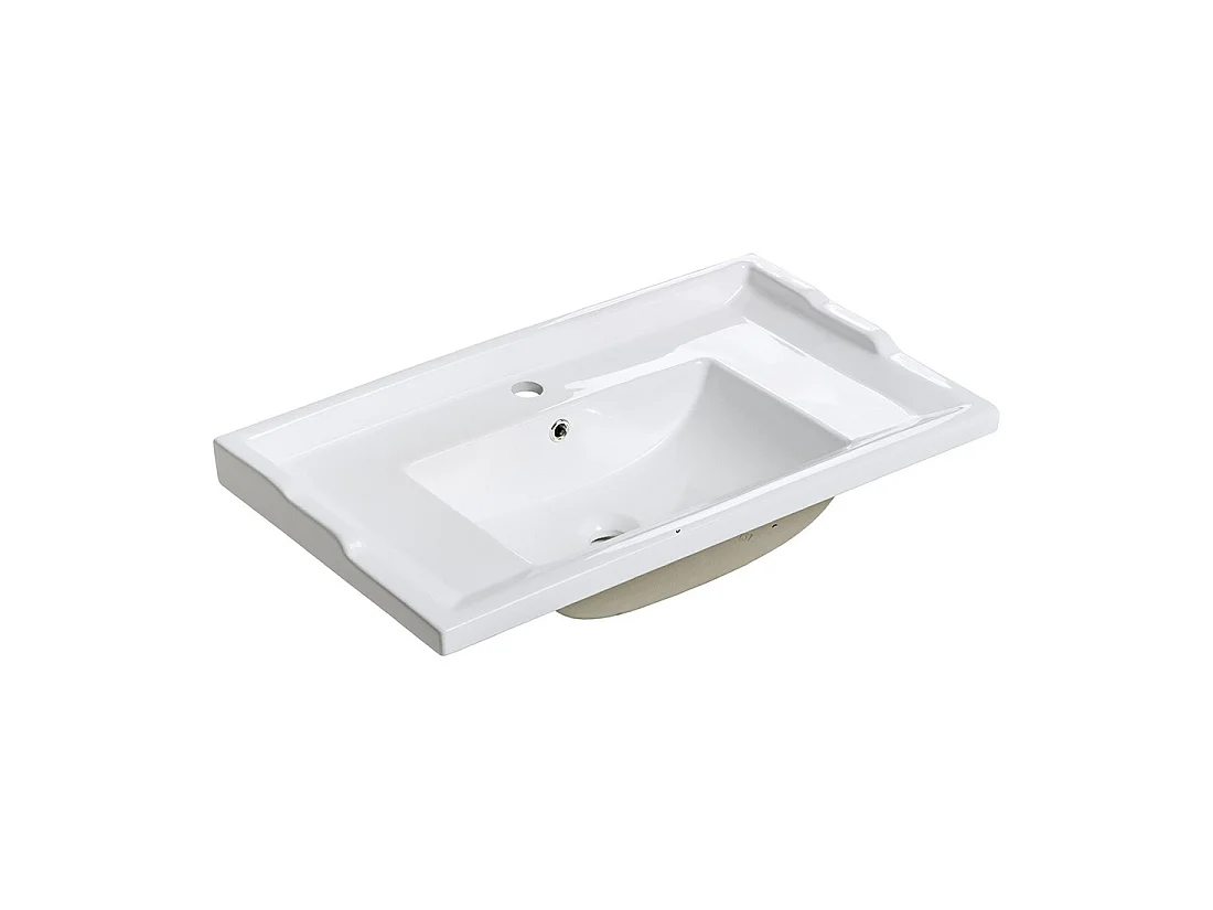 Lavabo da incasso VICTORIA 80 cm ceramica bianco brillante stile retrò