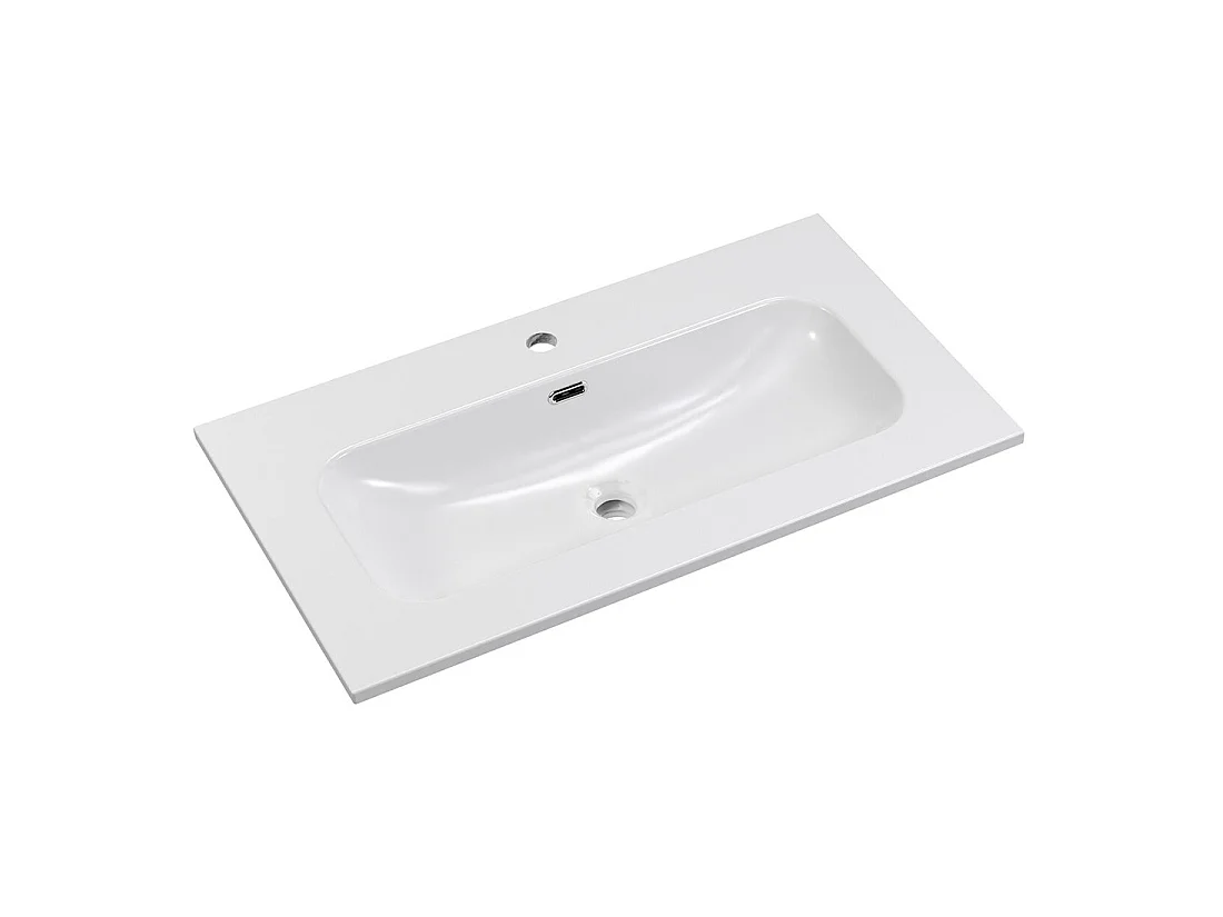 Lavabo incasso LARGO 80 cm ceramica bianco lucido design rettangolare