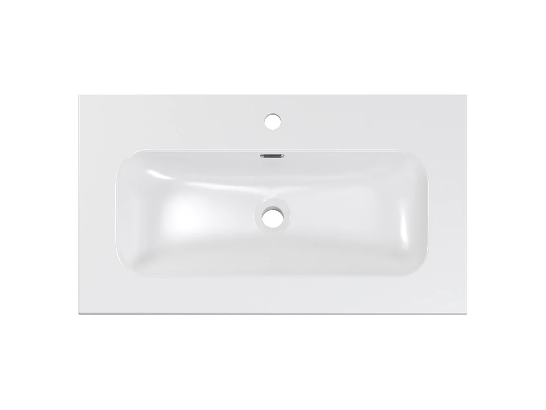 Lavabo incasso LARGO 80 cm ceramica bianco lucido design rettangolare