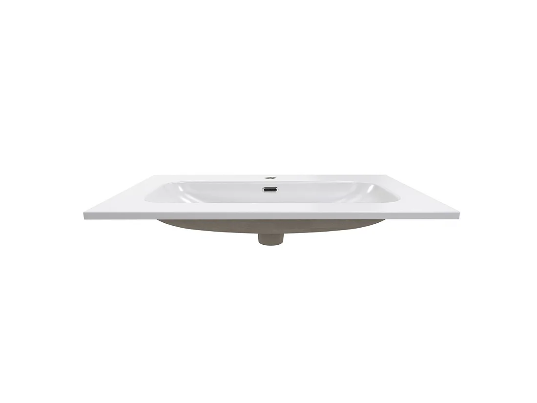 Lavabo incasso LARGO 80 cm ceramica bianco lucido design rettangolare