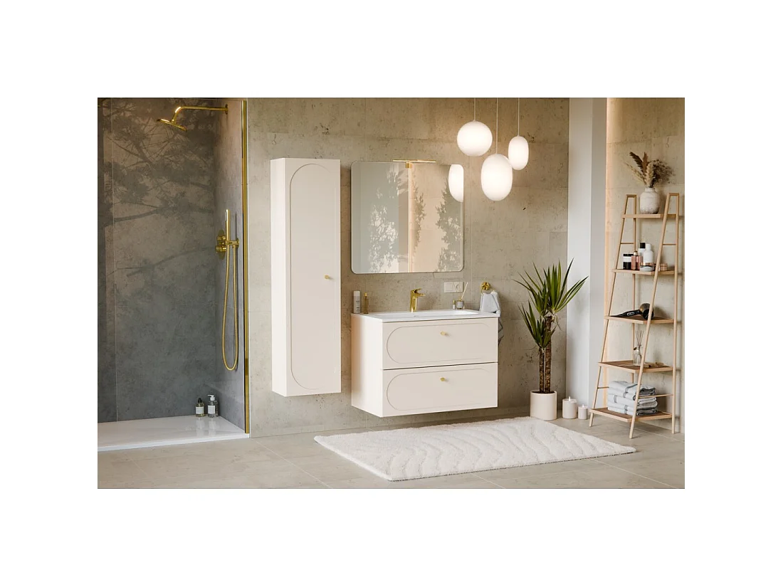 Lavabo incasso LARGO 80 cm ceramica bianco lucido design rettangolare