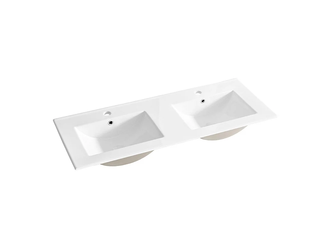 Wastafel voor inbouw AXIS 120 cm dubbele wastafel keramiek glanzend wit design