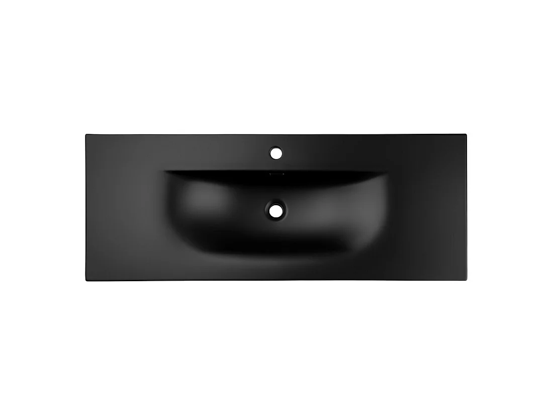 Lavabo empotrable VELOA 120 cm en cerámica negro mate