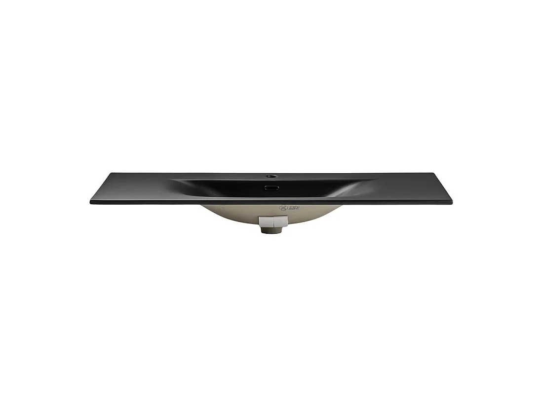 Lavabo empotrable VELOA 120 cm en cerámica negro mate