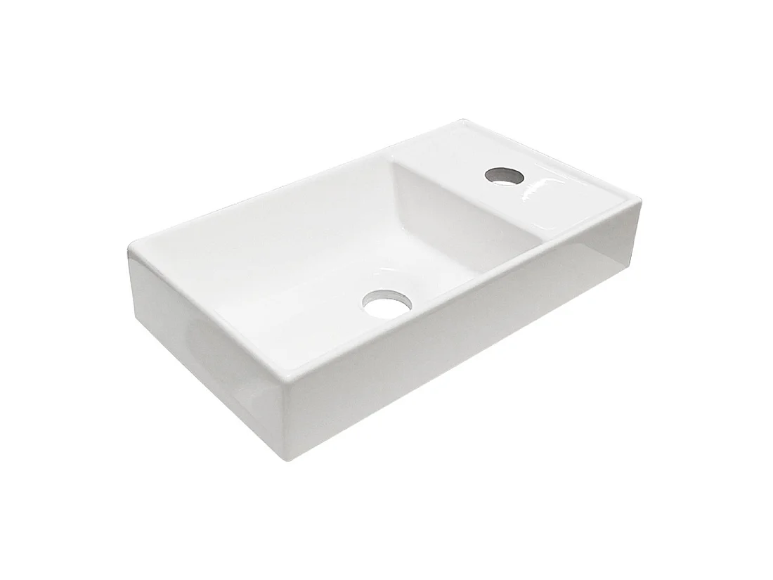 Vasque à encastrer CITY 40 cm compacte résine minérale blanc brillant