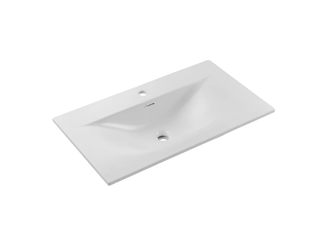 Lavabo de empotrar VELOA 80 cm cerámica blanco mate diseño moderno ovalado