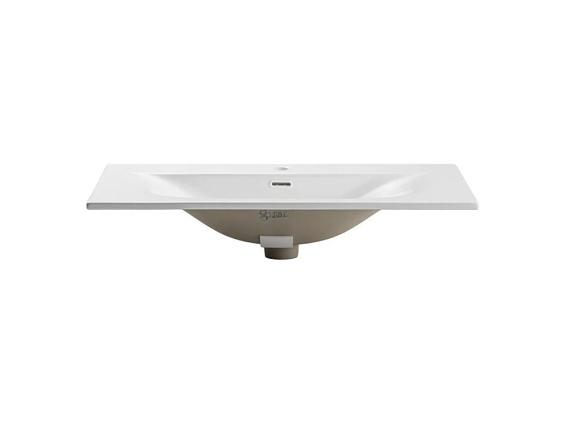 Lavabo de empotrar VELOA 80 cm cerámica blanco mate diseño moderno ovalado