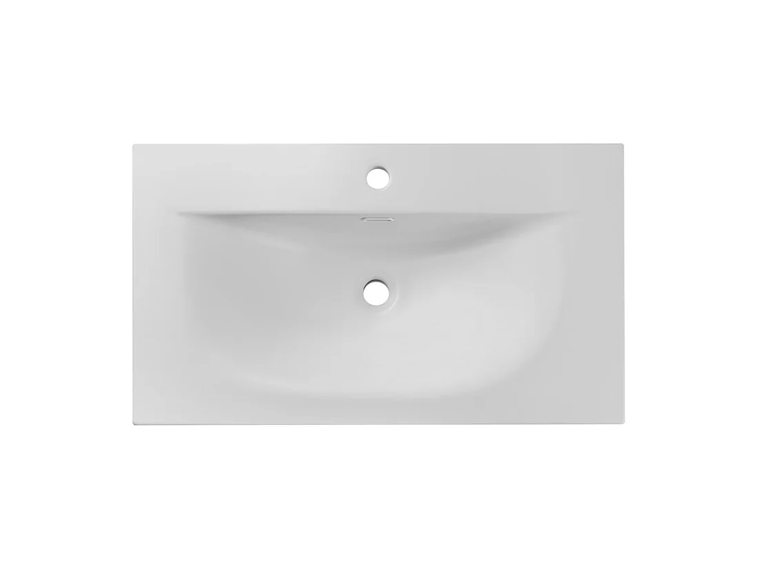 Lavabo de empotrar VELOA 80 cm cerámica blanco mate diseño moderno ovalado