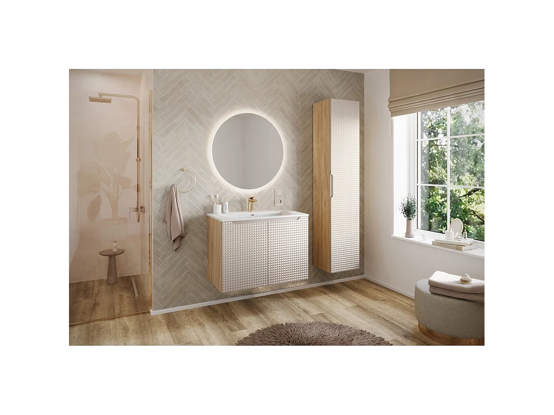 Lavabo de empotrar VELOA 80 cm cerámica blanco mate diseño moderno ovalado